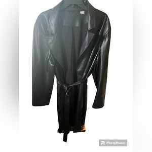 EUC Chico’s Faux Leather Belted Jacket